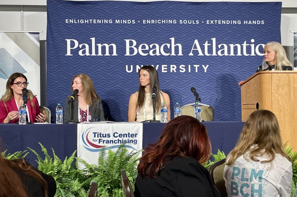 Madalina Iordache, Bright Pink Agency CEO, on a panel at Palm Beach Atlantic's Selling Franchises Bootcamp