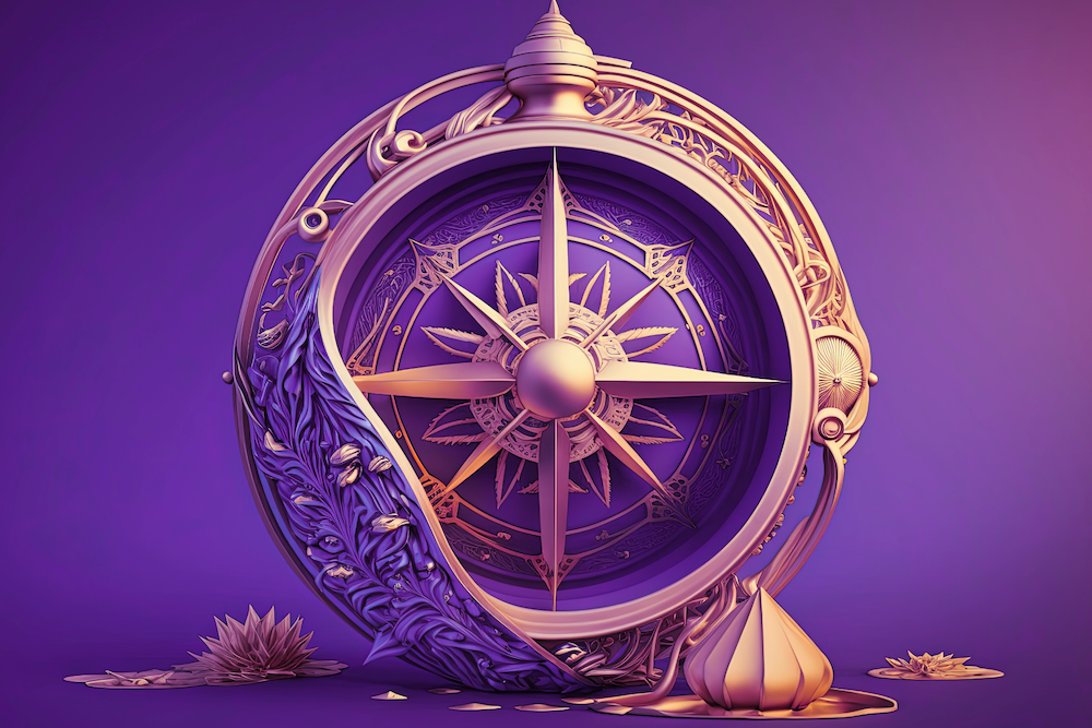 Purple compass guiding the way to strong franchise web design.