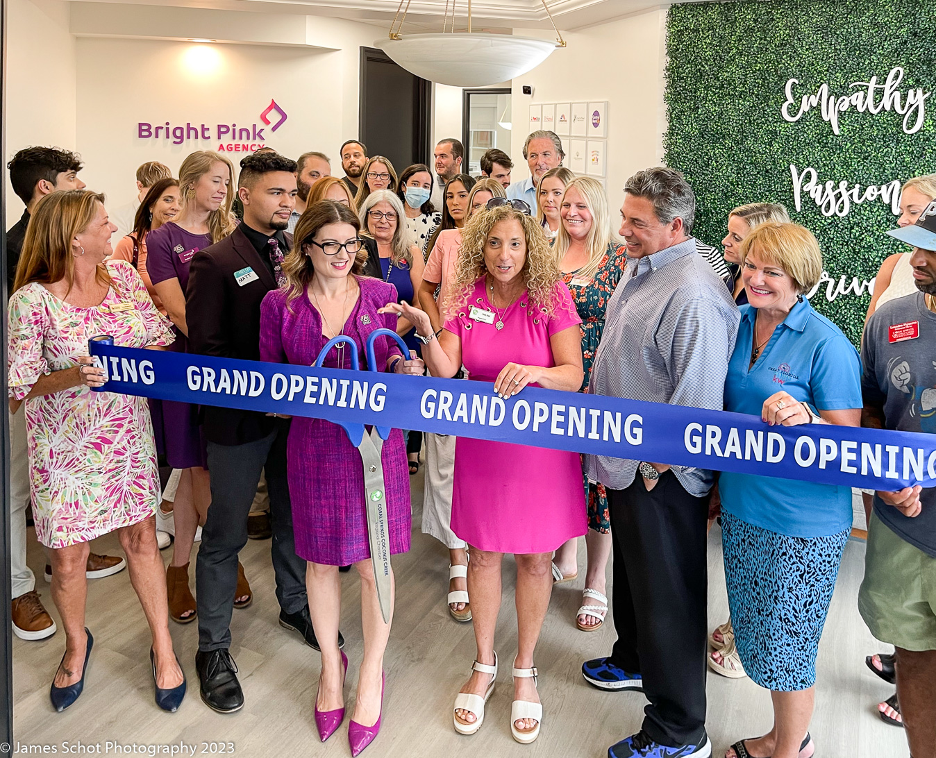 Bright Pink Agency staff and friends at grand opening of office in Coral Springs