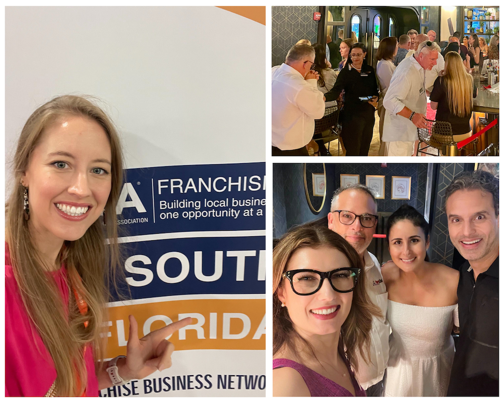 Collage of photos from the Franchise Expo South 2024 kickoff event with the South Florida WFN/FBN