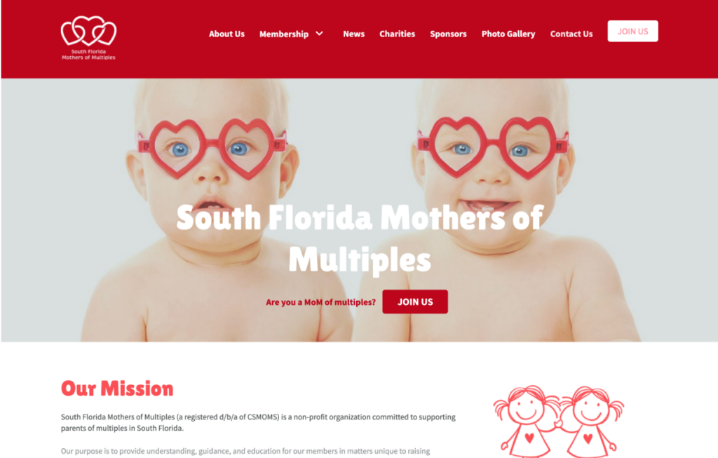 South Florida Mothers of Multiples (MOMS) Website homepage