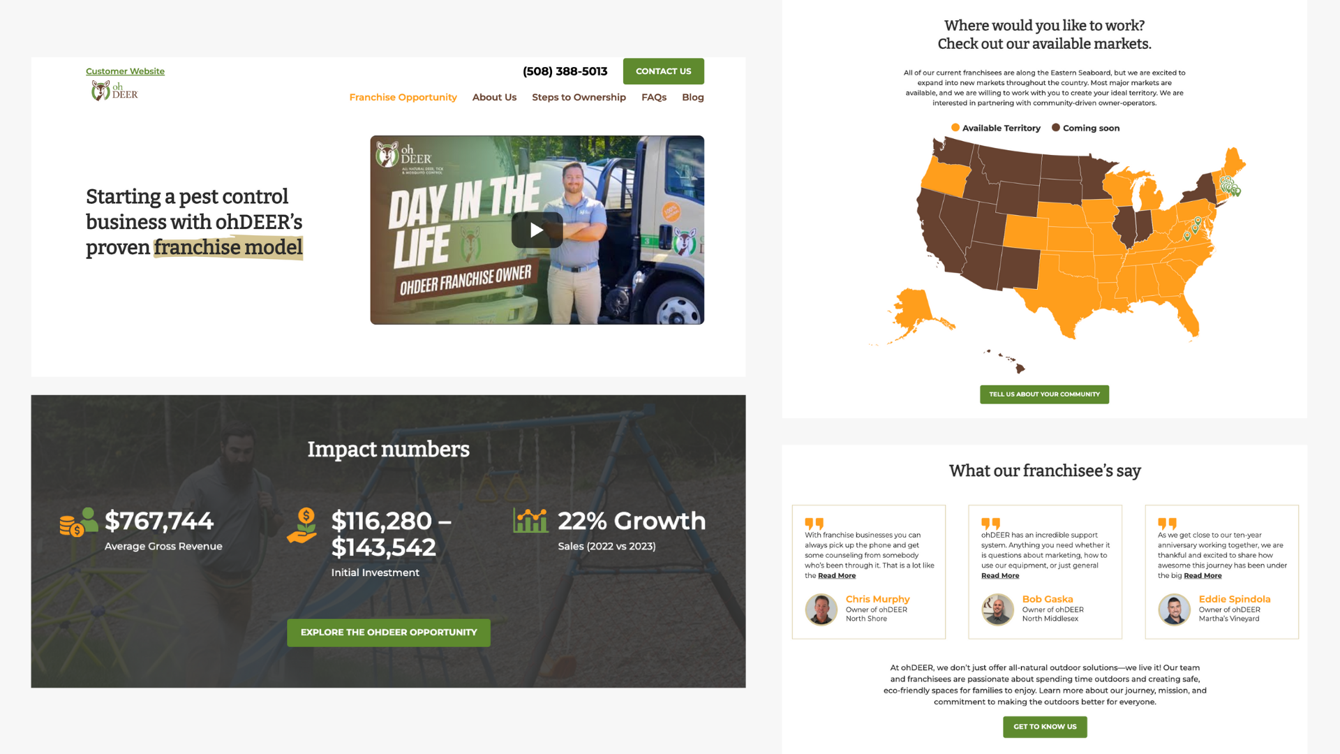 ohDEER Franchise Development website: humanizing the brand