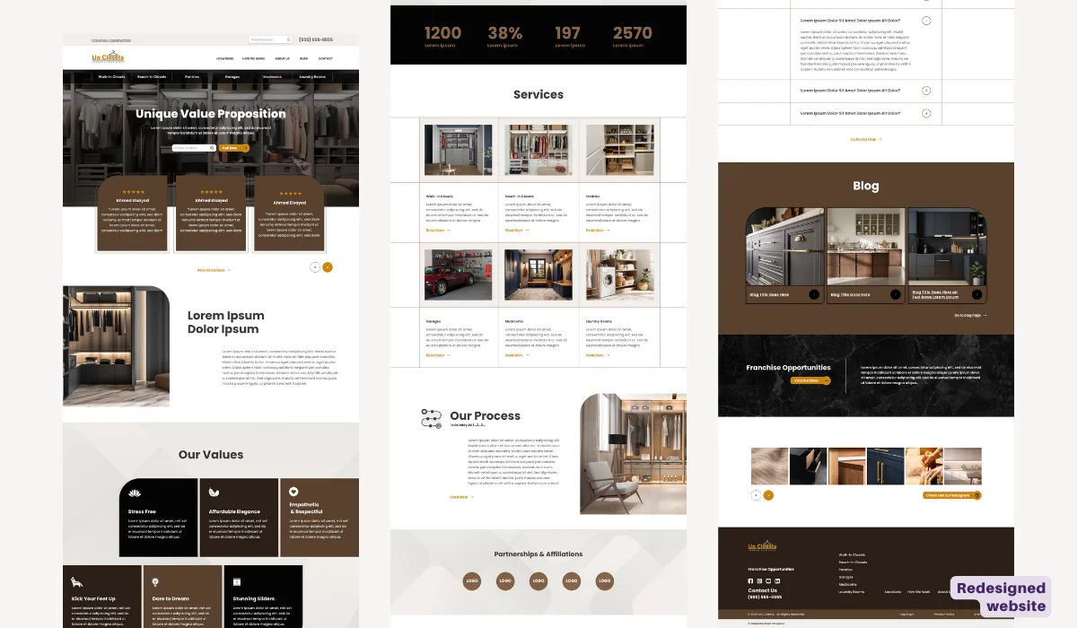 UpClosets Website design after the conversion-focused franchise website redesign