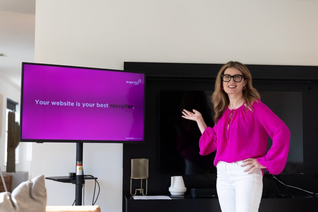 Your Franchise development website should be your best recruiter on a screen with Madalina on brand in pink